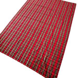 Traditional Christmas holiday tablecloth festive red green gold metallic plaid
